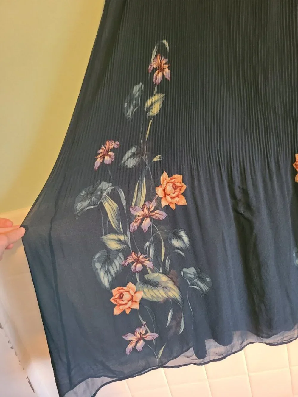 Daniel Rainn Teal Floral Pleated Midi Skirt Women's Size Large NWT